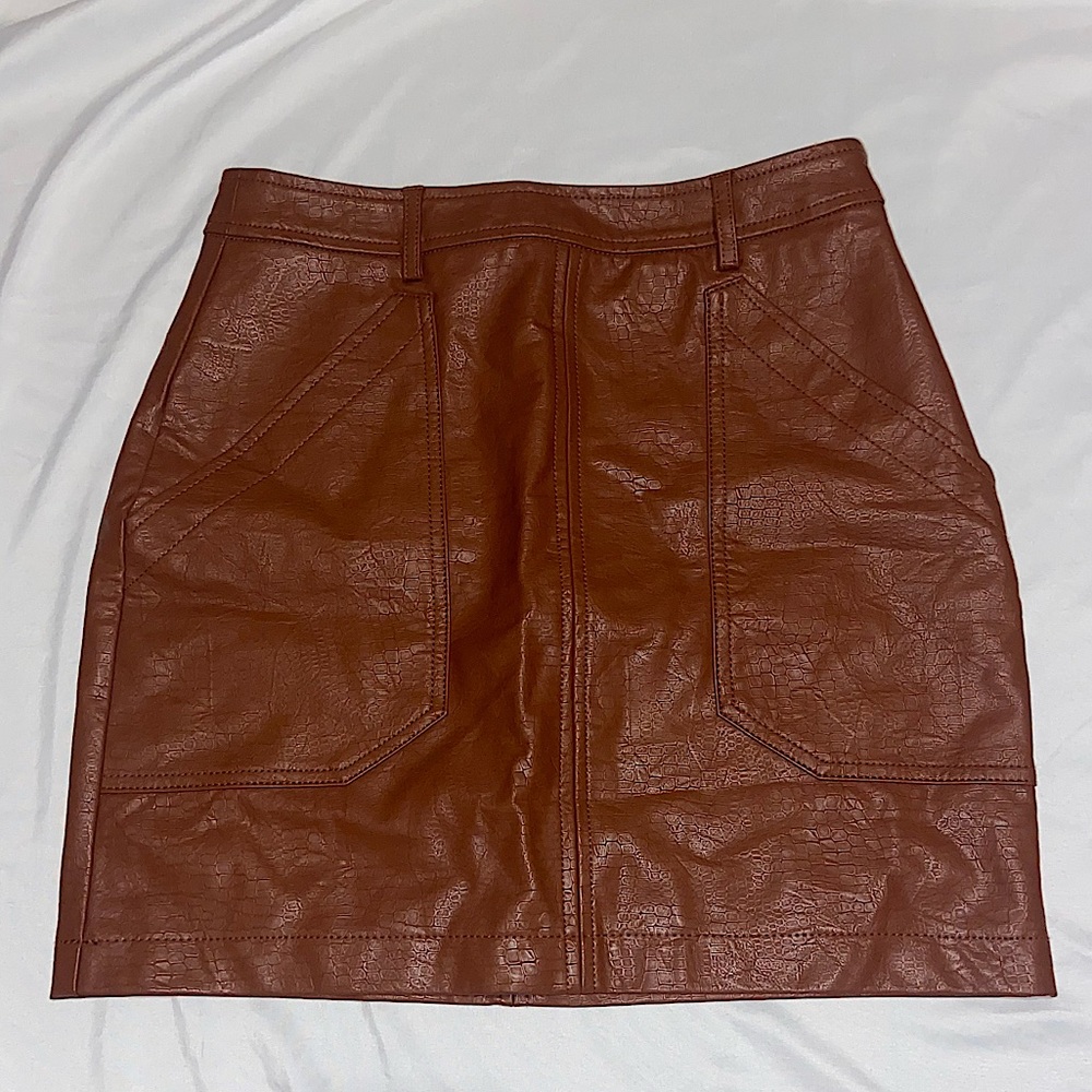 Brown leather skirt